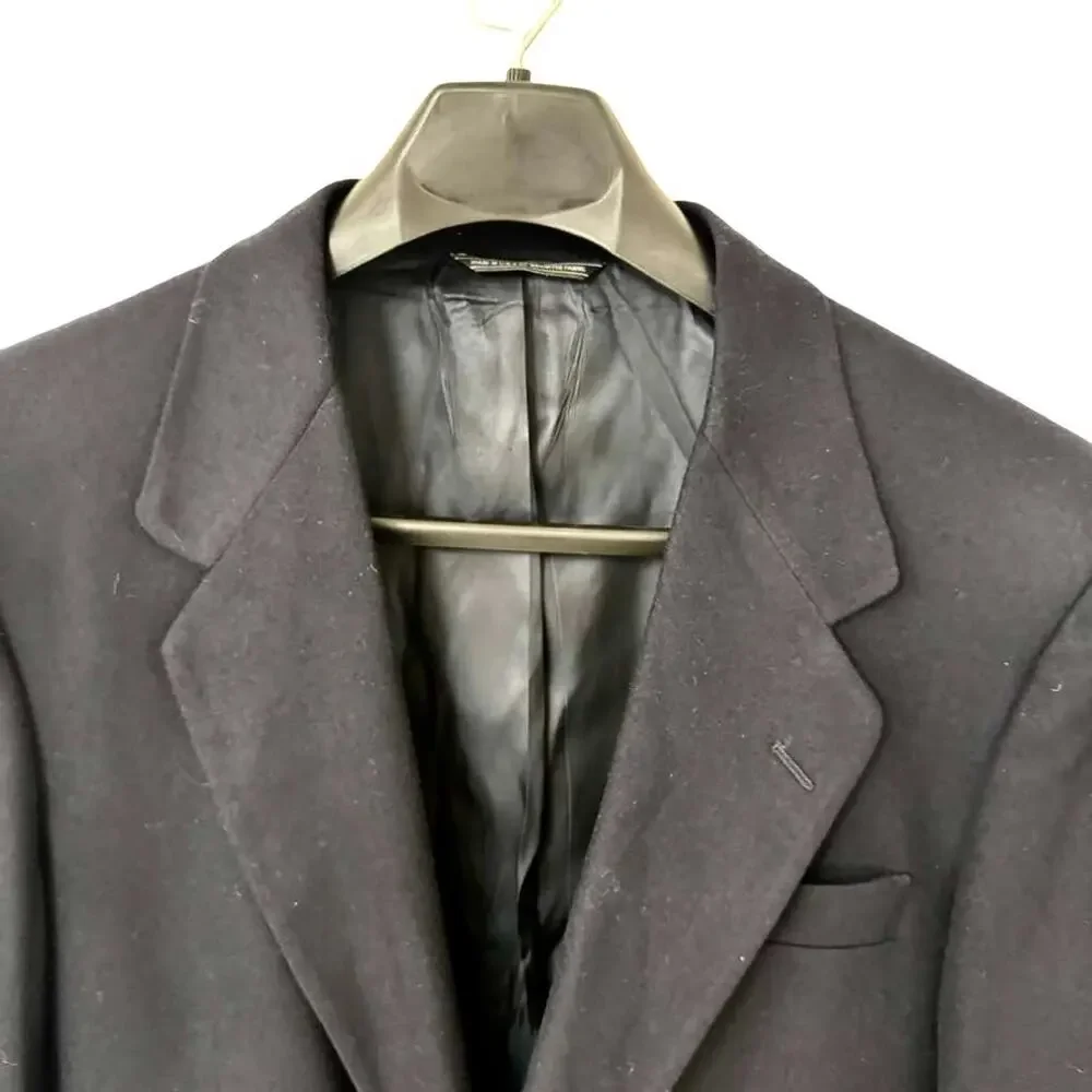 Banana Republic Gold Button USA Made Wool Black Preppy Blazer Suit Jacket 40 L